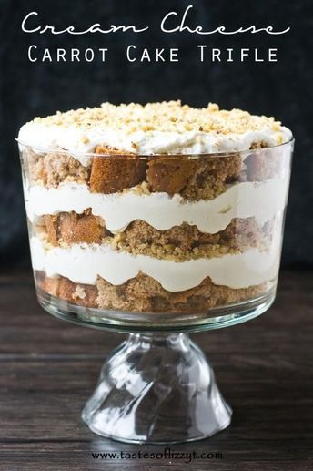 Carrot Cake Trifle, Cream Cheese Carrot Cake, Trifle Bowl Recipes, Cake Trifle, Bbq Dessert, Trifle Cake, Carrot Desserts, Trifle Dessert Recipes, Coconut Dessert