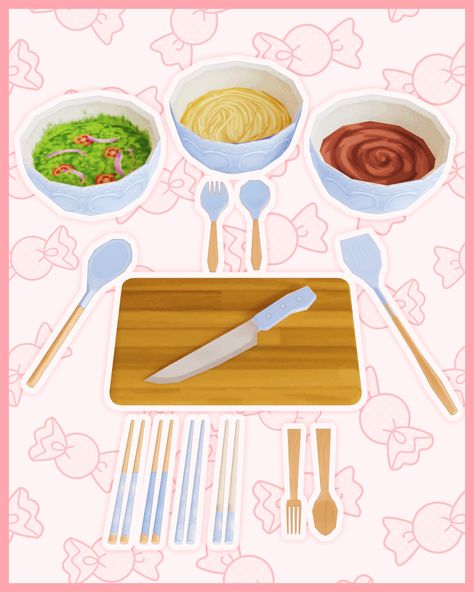 Kitchenware Retexture (*UPDATE*) | Patreon Sims 4 Chopsticks, Sims 4 Pan Override, Sims 4 Frying Pan Override, Sims 4 Miko, Sims 4 Main Menu Override, Sims Furniture, Free Sims 4, Free Sims, Sims 4 Cc Folder