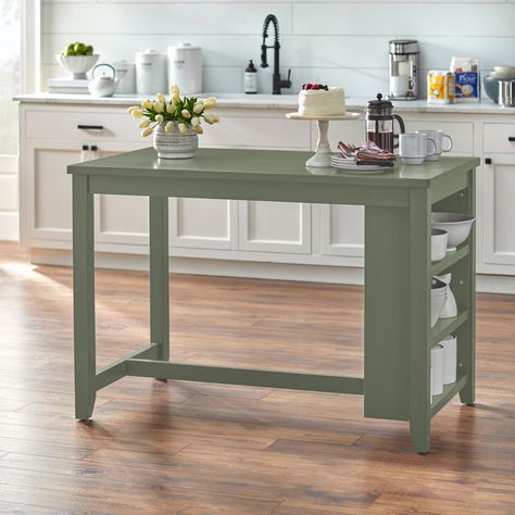 Enjoy a convenient surface for sharing a small meal with this Lifestorey counter-height storage table. Rubberwood construction ensures durability, and the grey, sage green or antique-white finish adds vintage farmhouse appeal. Counter Height Kitchen Table, Dining Table Wood, Storage Table, Counter Height Dining Table, Counter Table, Counter Height Table, Counter Height Dining Sets, Dining Room Small, Counter Bar Stools