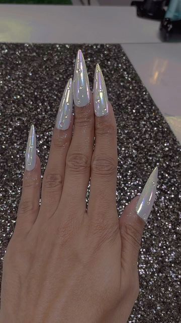 White Stellio Nails, Stellio Nails, Xl Stiletto Nails, White Stiletto Nails, Nail Videos, White Stilettos, Stiletto Nails, Thanks For Watching, Nails