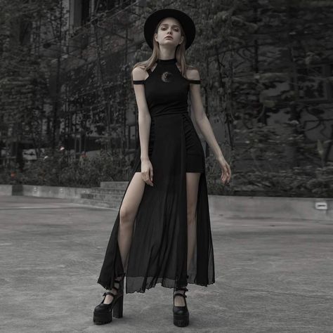 Socialite Dress, Goth Witch, Sleeveless Skirt, Goth Dress, Lace Cutout, Punk Rave, Gothic Dress, Layer Dress, Grunge Goth