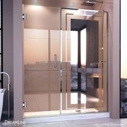 Unidoor Mira Swing Door Chrome Shower Door, Hinged Shower Door, Frameless Hinged Shower Door, Frameless Shower Door, Bathtub Doors, Contemporary Bathroom Designs, Frameless Shower Doors, Frameless Shower, Mirror Effect