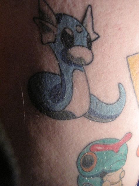 dratini and caterpie tattoo! ^_^ Caterpie Tattoo, I Tattoo, Tatting, Pokemon, Tattoos, Pokémon