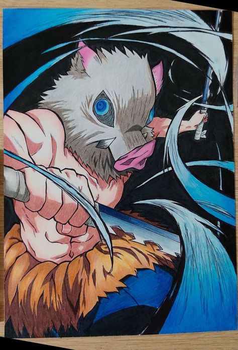 Demon Slayer Painting Inosuke, Inosuke Painting, Inosuke Drawing, Drawing Inosuke, Character Design Drawing, Naruto Sketch Drawing, Anime Lineart, Boho Art Drawings, Dragon Ball Painting