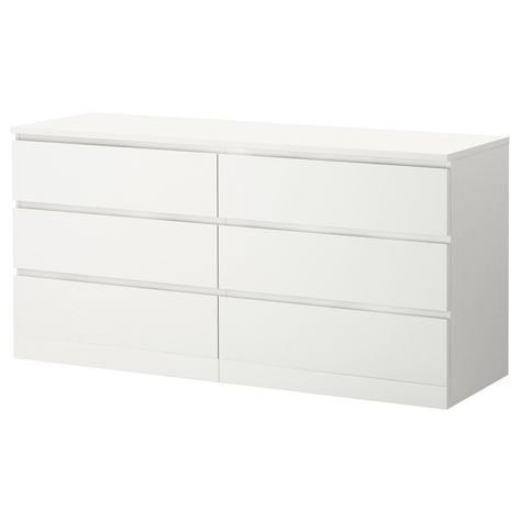 MALM 6-drawer dresser, white, 63x30 3/4" - IKEA Ikea Malm 6 Drawer Dresser, Malm Bed, Hack Ikea, Wall Shelf Unit, Wide Chest Of Drawers, Ikea Dresser, Ikea Bedroom, 8 Drawer Dresser, Painted Drawers