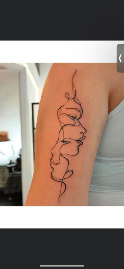 Face Line Tattoos For Women, Tattoo Ideas Female Big Arm, Squiggly Lines Tattoo, Tattoo Wavy Lines, Abstract Squiggle Tattoo, Abstract Face Tattoo, Abstract Faces Tattoo, Squiggly Line Tattoo Swirls, Inside Arm Tattoos For Women