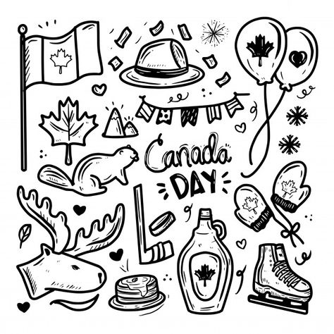 Canada Doodle Art, Canada Drawing Ideas, Canada Flag Drawing, Canada Tattoo Ideas Simple, Canada Tattoo Ideas, Bullet Journal Canada, Canada Drawing, Canada Illustration, America Drawing