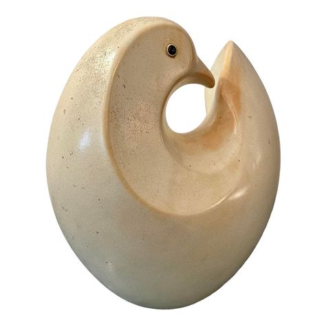 This Picasso style rounded form of a "Dove" sculpture has wonderful earth tone coloring and finish.  Beautiful from ALL sides. Ceramic Bird Sculpture, Abstract Plaster Sculpture, Round Sculpture, Dove Ceramic, Dove Sculpture, Abstract Bird Sculpture, Picasso Dove, Animals Sculpture, Abstract Owl Sculpture