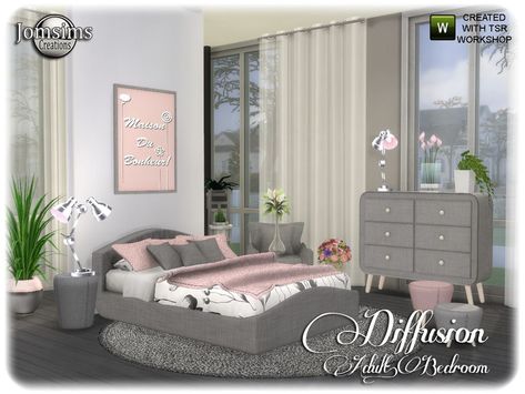 Sims 4 Teen Room, Sims4 Bedroom, Sims 4 Sets, The Sims 4 Pack, Sims 4 Beds, Bedroom End Tables, Sims 4 Tsr, Cc Furniture, Sims 4 Bedroom