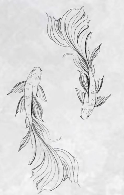 Two Koi Fish Drawing, Simple Koi Fish Tattoo, Butterfly Koi, Koi Tattoo Design, Koi Fish Drawing, Orchid Tattoo, Fan Tattoo, Koi Tattoo, Koi Fish Tattoo