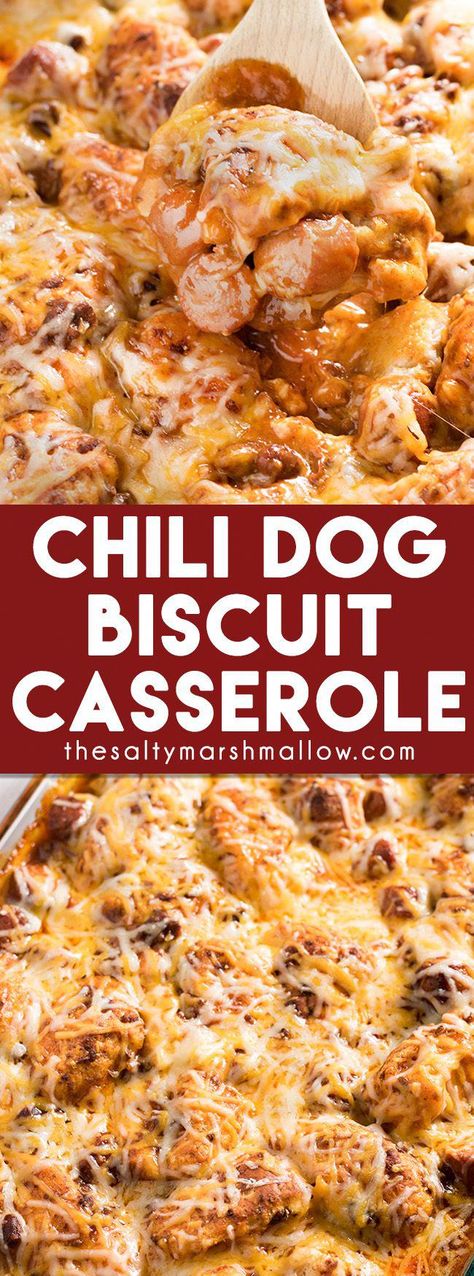 Chili Hot Dogs, Easy Weeknight Casseroles, Chili Dog Casserole, Weeknight Casseroles, Biscuit Casserole, Biscuits Casserole, Chili Dog, Dog Biscuit, Chili Dogs