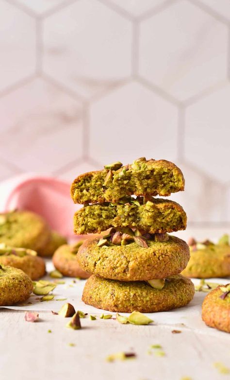 These Vegan Pistachio Cookies are a delicious, nutty twist on traditional cookies with just four simple ingredients. Gluten Free Pistachio Cookies, Pistachio Cookies Healthy, Almond Flour Pistachio Cookies, Vegan Pistachio Cookies, Paleo Pistachio Cookies, Pistachio Soft Cookies, Pistachio Spice Biscotti, Sunflower Butter Cookies, Cookies Pistachio