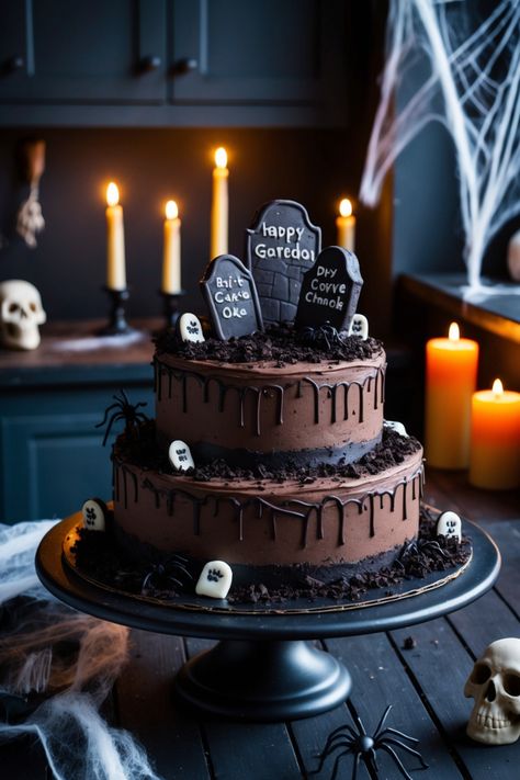 Get ready to wow your guests with these 11 spooky cake ideas perfect for Halloween! From haunted house designs to creepy critters, you’ll find inspiration to make your Halloween party unforgettable. These creative cake concepts will delight both kids and adults alike as you bake up fearsome delights that add a festive atmosphere to your celebration. Explore unique decoration tips, fun flavors, and easy recipes that are sure to impress your Halloween crowd and satisfy sweet cravings! Halloween Cake Display, Halloween Cake Contest Ideas, Grave Yard Cake Ideas, Halloween Cake Inspiration, Halloween Layer Cake, Scary Cake Ideas, Creepy Halloween Cakes, Chocolate Halloween Cake, Easy Halloween Birthday Cakes