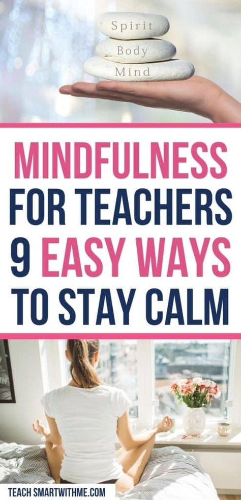 Now more than ever in history should be an emphasis  on helping educators minimize their stress. Enter - mindfulness for teachers; a way to learn how to stay in the present, to focus on what you have control over and overcome chronic stress reactions.   Free Printable #mindfulnessforteachers #mindfulnessactivitiesforteachers #teachingmindfulnesstoteachers #mindfulnessideasforteachers #freeprintable Mindfulness For Teachers, Teacher Wellbeing, Stay In The Present, Display Quotes, Health Teacher, Stressful Job, Teacher Support, Easy Activities, Stay Calm