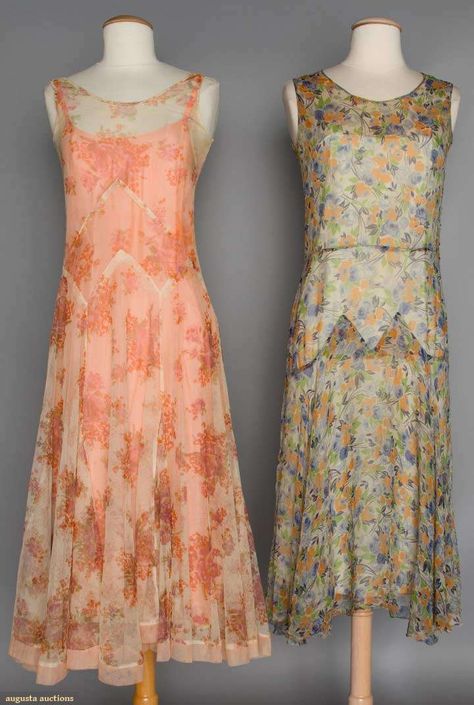 Two Printed Silk Summer Dresses, 1930s, Augusta Auctions, November 11, 2015 NYC 1920s Summer Dress, 1930s Dress Casual, 1920s Style Spring Daywear Dresses, 1930s Summer Dress, 1930 Summer Dress, 1910 Summer Dress, 1920s Floral Dress, 1930s Chiffon Dress, Pink 1930s Dress