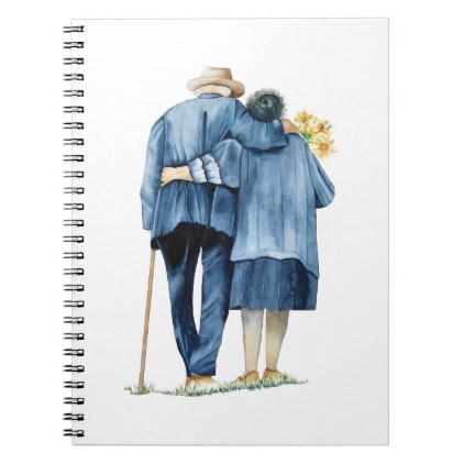 Old Couple Drawing, Couple Drawing Ideas, Couples Notebook, Cute Drawings Of People, Illustrated Family Portrait, Aquarelle Painting, Old Couple, Pencil Artwork, Couple Drawing