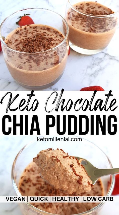 Best keto vegan breakfast recipe - keto chocolate chia pudding recipe. This low carb overnight keto chia pudding chocolate dessert is vegan, dairy free and guilt free! Try a quick and easy keto chia pudding with coconut milk today! Vegan Breakfast On The Go, Chia Pudding Coconut Milk, Chocolate Chia Pudding Recipes, Keto Chia Pudding, Chia Pudding Recipe, Milk Pudding, Chocolate Chia Pudding, Postre Keto, Keto Vegan