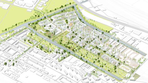 Masterplan for Willhelmsburg, Hamburg, Germany Wilhelmsburg “North-South Axis: Towards a good neighborhood“ was an international competition for urban design and landscape architecture organized by the IBA Hamburg. In a process that included two sessions of citizen participation, an urban design solution had to be defined for this central area on the island Wilhelmsburg, situated south of … Axonometric View, Urban Fabric, Treasure Island, Architecture Presentation, Master Plan, Urban Planning, Landscape Architect, Urban Landscape, Public Art