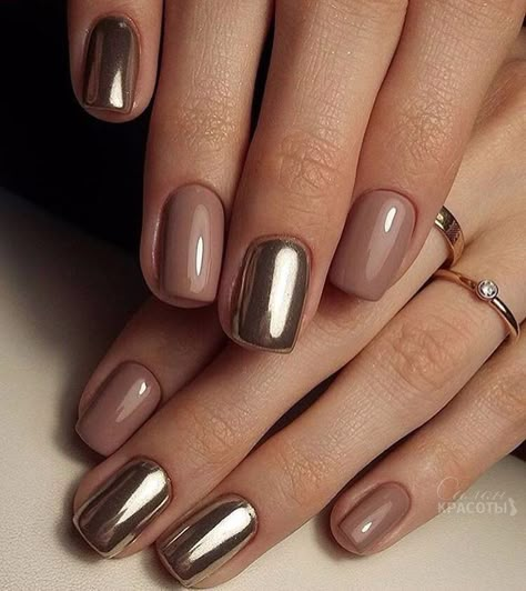 Chrome Nail Art, Nagellack Trends, Gelish Nails, Metallic Nails, Short Nail Designs, Hot Nails, Classy Nails, Manicure E Pedicure, Nail Polishes