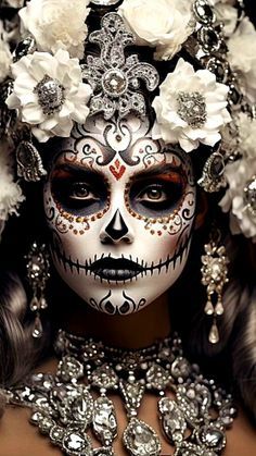 Halloween Maquillage, Halloween Costumes Scarecrow, Halloween Digital Art, Mexican Culture Art, Halloween Makeup Inspiration, Sugar Skull Art, Skeleton Art, Halloween Mask, Halloween Digital