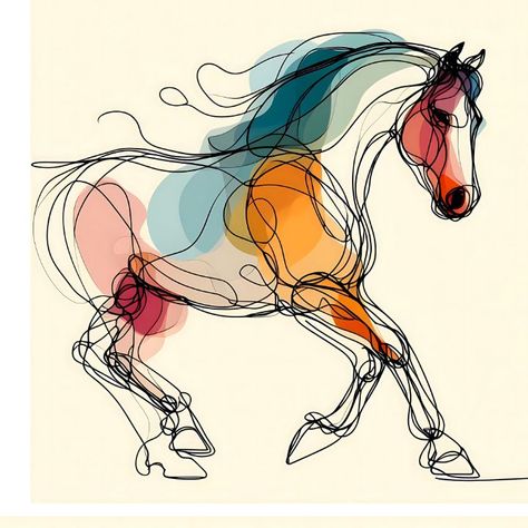 Running Horse - Line Drawing - A.D. Digital Art Creation Wild Horse Drawing, Horse Line Drawing, Line Drawing Horse, Acuarela Ideas, Line Art Horse, Horse Running Drawing, Horse Graphic, Horse Water, Abstract Horse Art