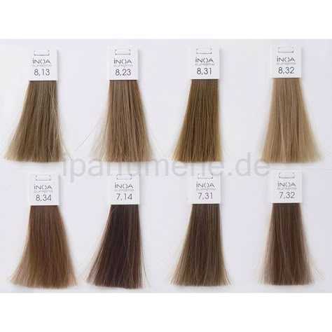 Hair Colour Shades Chart, Colour Shades Chart, Loreal Hair Color Chart, Loreal Inoa, Hair Swatches, Hair Colour Shades, Blonde Hair Color Chart, Hair Growth Serum Diy, Loreal Hair Color