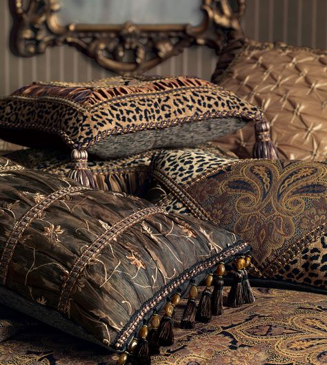 . Luxury Bedding Master, Curtains Ideas, Designer Bedding, Tuscan Design, Decorative Curtains, Bed Skirts, Eastern Accents, Luxury Bedding Collections, Luxury Pillows