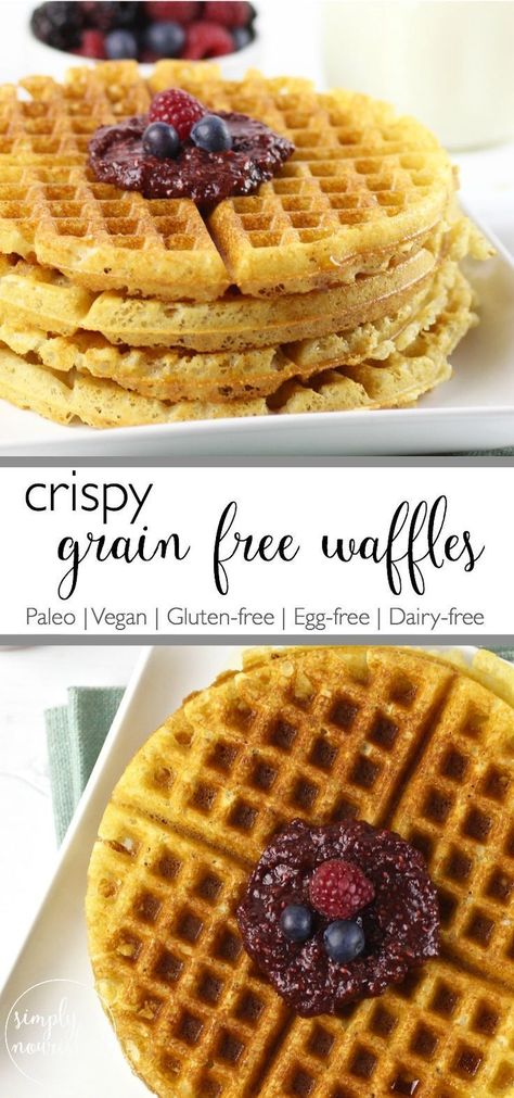 Egg Free Waffle Recipe, Low Carb Vegan Breakfast, Waffle Recipe Healthy, Paleo Waffles, Grain Free Breakfast, Healthy Waffles, Vegan Waffles, Gluten Free Waffles, Frozen Waffles