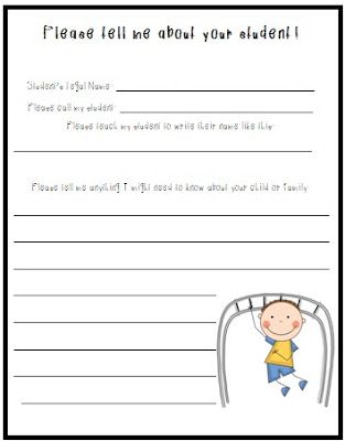 Classroom Freebies: Tell Me About Your Child! Pixar Room, Back To School Forms, Student Information Form, Frog Classroom, Tell Me Anything, School Forms, Teacher Toolkit, Teacher Freebies, Teacher Boards