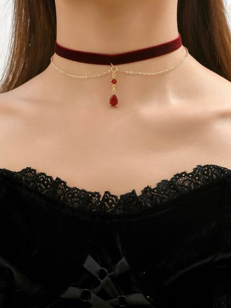 Chocker Neckless Aesthetic, Chocker Neckless, Choker Ideas, Choker Outfit, Kalung Choker, Collar Necklace Choker, Chokers Necklace, Elegant Choker, Simple Choker