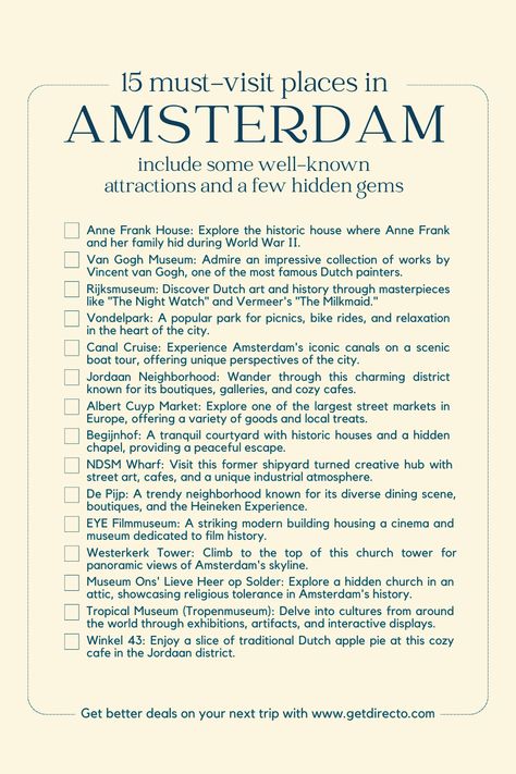 15 must-visit places in Amsterdam Things To See In Amsterdam, Amsterdam To Do List, Things To Do In Amsterdam Top 10, Must Do Amsterdam, Must Do In Amsterdam, Places To Go In Amsterdam, Amsterdam Trip Planning, Things To Do In Amsterdam Winter, Netherlands Things To Do