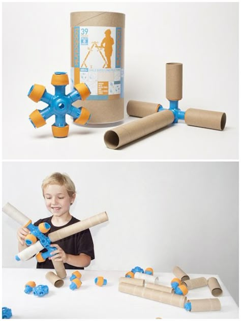 Cardboard Tube Construction Kits |Toobalink Tinker Toys, Cardboard Toys, Modern Toys, Open Ended Toys, Construction Toy, Cardboard Tubes, Construction Toys, Cardboard Tube, Designer Toys