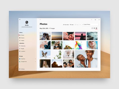 Microsoft Photos redesign figma figmadesign photo library photo gallery photos desktop auckland app concept ux ui design windows 10 windows uidesign microsoft light fluent design acrylic minimal Photo Gallery Graphic Design, Gallery Ui Design, Scrapbook App, Web Design Page, Fluent Design, Project Template, Ui Design Trends, App Concept, Photography Wallpapers