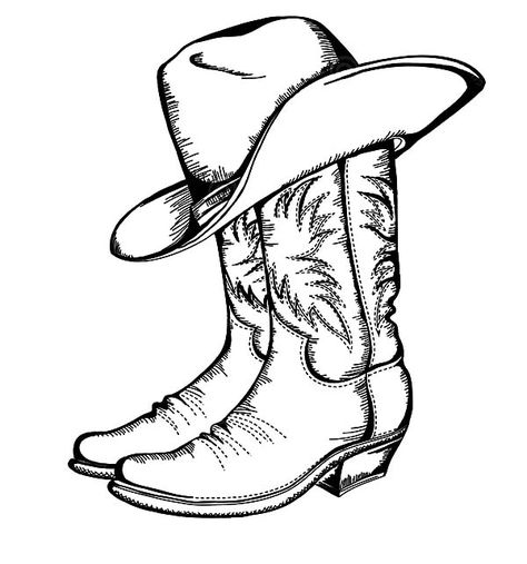 Cowboy Boots Drawing, Cowboy Hat Drawing, Cowboy Boot Tattoo, Cowboy Hat Tattoo, Tatuaje Cover Up, Cowboy Tattoos, Western Tattoos, Muster Tattoos, Magnolia Design