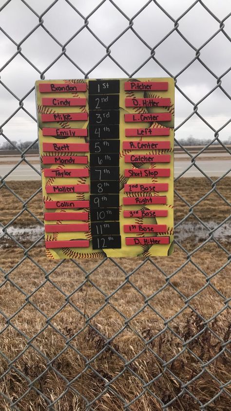 Softball Line Up Board, Baseball Lineup Board Diy, Softball Lineup Board Diy, Softball Team Mom, Baseball Lineup, Team Mom Baseball, Baseball Dugout, Management Organization, Baseball Ideas