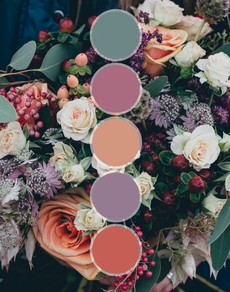 Color Palette Floral, Wild Flower Color Palette, March Wedding Colors Colour Palettes, Friendly Graphic Design, Floral Colour Palette, Romantic Color Palette, Floral Color Palette, Floral Palette, Purple And Peach