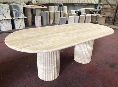 Tulum Home, Travertine Dining Table, Travertine Table, Art Deco Kitchen, Deco Kitchen, Stone Dining Table, Marble Dining, Modern Organic, Dining Table Marble