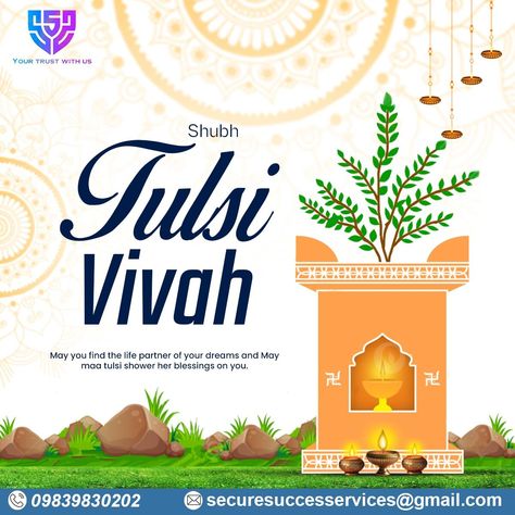 "May the sacred union of Tulsi and Vishnu bless your life with love, prosperity, and divine harmony. 🌿✨ Wishing you a blissful Tulsi Vivah filled with joy and auspicious moments. #TulsiVivah #DivineUnion #BlessingsOfLove #HarmonyInLife #FestiveVibes 🙏🕊️ Happy Tulsi Vivah, Tulsi Vivah, Sacred Union, Life Partners, With Love, Dreaming Of You, Festival, Bring It On, In This Moment