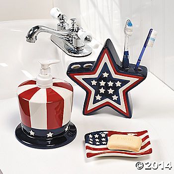 Uncle Sam Bathroom Accessories Accessories Ceramic, Holiday Bathroom, Window Stained, American Flag Decor, Bathroom Themes, American Decor, Patriotic Holidays, Uncle Sam, Floor Colors