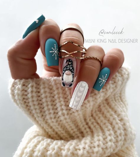 King Nails, January Nail Designs, Nail Art Noel, Cute Christmas Nails, Sweater Nails, Nails Green, Nails Winter, Nails Cute, Nails Glitter