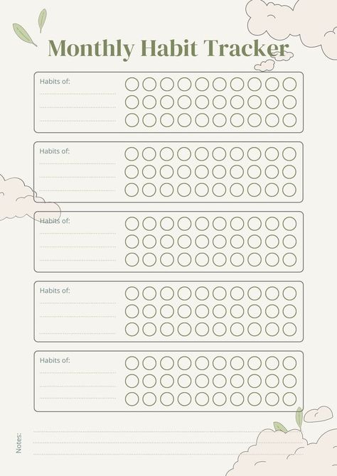 Beige Minimalist Monthly Habit Tracker Planne Monthly Goal Tracker Printable, Monthly Habit Tracker Template, Habit Tracker Printable Monthly, Monthly Habit Tracker Printable, Goals And Habits, Habit Tracker Monthly, Free Planner Printables, Printable Habit Tracker, Monthly Habit Tracker