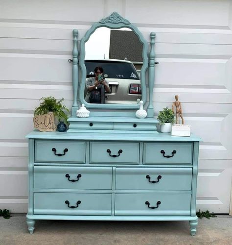 Rustoleum, serenity blue Rustoleum Serenity, Serenity Blue, Antique Dresser, Color Me, Dresser, Furniture, Blue, Color, Home Decor