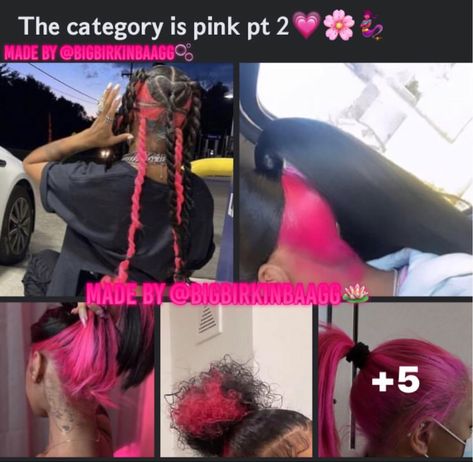 Pink And Black Braids, Dyed Curly Hair, Peekaboo Hair, Cute Hair Colors, Creative Hair Color, Quick Weave Hairstyles, Dyed Hair Inspiration, Protective Hairstyles Braids, Pretty Braided Hairstyles