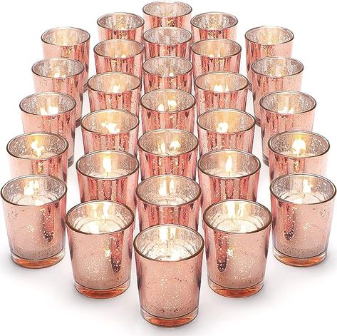 Amazon.com: LETINE 36pcs Votive, Tea Lights Candle Holder for Rose Gold Party Decorations - Ideal for Wedding Centerpieces, Bridal Shower, Valentine's Day Table Decor : Home & Kitchen Scary Flowers, Rose Gold Party Decorations, Gold Votive Candle Holders, Gold Votive Candles, Rose Gold Party Decor, Glass Tealight Candle Holders, Centerpieces Party, Glass Votive Candle Holders, Gold Party Decorations