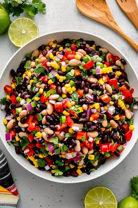 Mexican Bean Salad Salads For Mexican Food, Bean Salad Lunch, Taco Bean Salad, Zesty Bean Salad, Southwest Dense Bean Salad, Fresh Bean Salad Recipes, Bean Salad Mexican, Fresh Bean Salad, Mixed Beans Salad