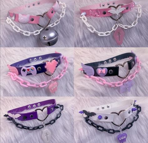 Cute Collars For Humans, Cute Collars, Creepy Cute Fashion, Pastel Punk, Goth Accessories, Pretty Knives, Pastel Goth Fashion, Kawaii Accessories, Kawaii Fashion Outfits