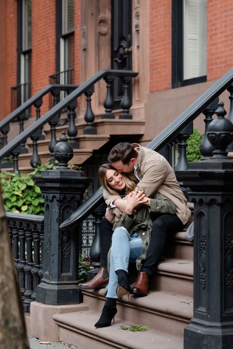 New York City, urban engagement, brownstone front steps, couples photos New York Photo Ideas, New York Photoshoot, Couples City, Engagement Photos Nyc, Nyc Pics, New York City Pictures, Nyc Photoshoot, New York City Vacation, City Shoot