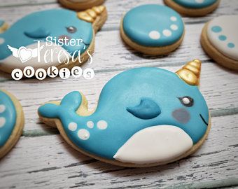 Narwhal Party, Fish Cookies, Shark Cookies, Amazing Cookies, Easy Cinnamon, Animal Cookies, Icing Cookies, Narwhal, Cookie Designs