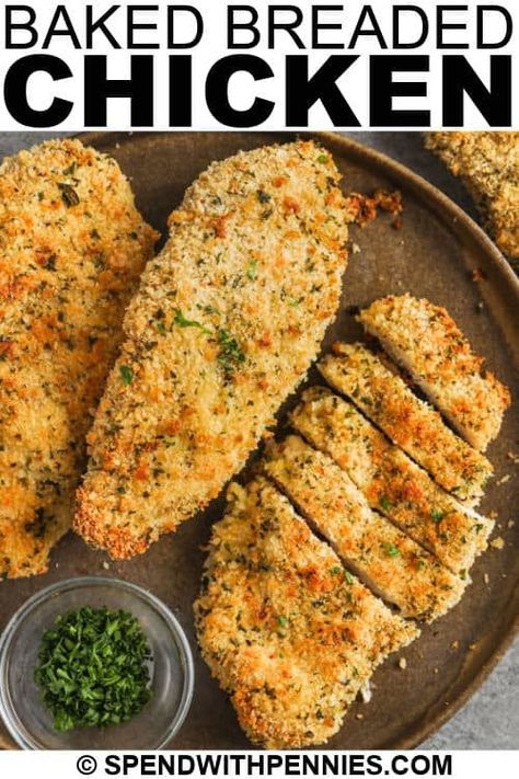 Oven Baked Breaded Chicken, Baked Breaded Chicken Breast, Bread Crumb Chicken, Baked Breaded Chicken, Bread Crumbs Recipe, Chicken Breast Crockpot, Breaded Chicken Recipes, Chicken Breast Crockpot Recipes, Chicken Shawarma Recipe