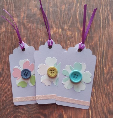 Spring Gift Tags for Scrapbooking or Card Making and Junk Journals by CraftyCadyChicks on Etsy Spring Art For Kids, Button Bowl, Homemade Gift Tags, Flower Place, Mather Day, Embellishment Diy, Card Embellishments, Music Paper, Gift Tags Diy